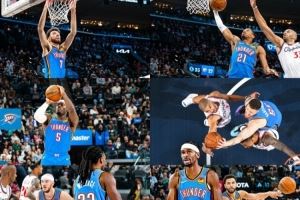 志在卫冕！雷霆8胜0负创队史最佳开局 赛后官方分享海报